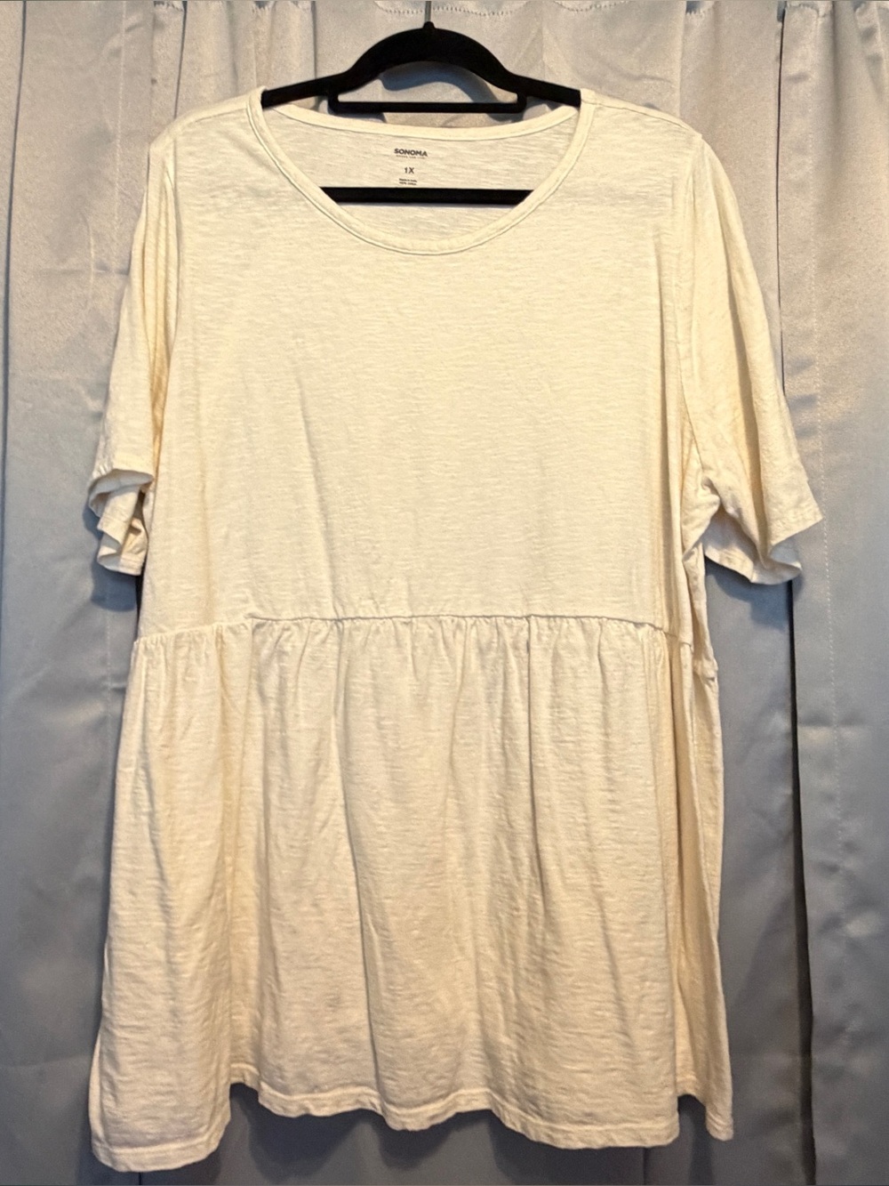 Sonoma Cream Peplum Short Sleeve Jersey Tee